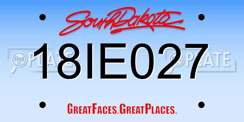 18IE027 South Dakota License Plate