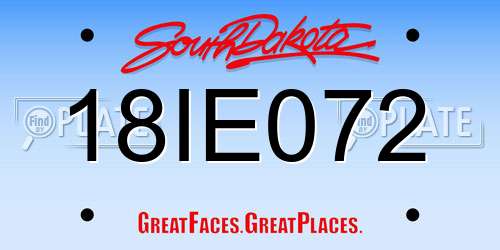 18IE072 South Dakota License Plate