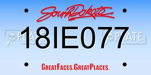 18IE077 South Dakota License Plate