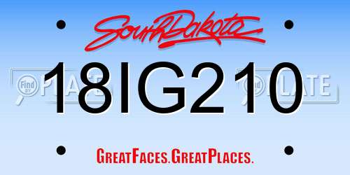 18IG210 South Dakota License Plate