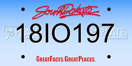 18IO197 South Dakota License Plate