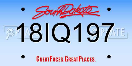 18IQ197 South Dakota License Plate