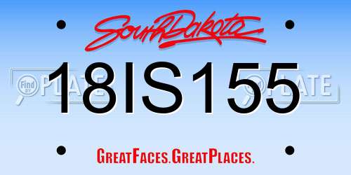 18IS155 South Dakota License Plate