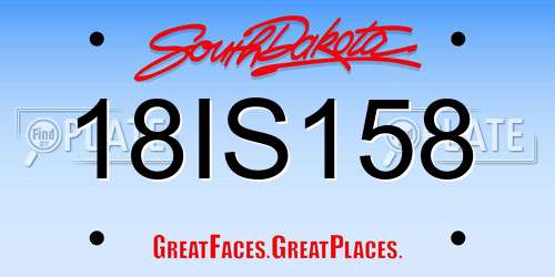 18IS158 South Dakota License Plate