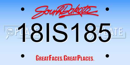 18IS185 South Dakota License Plate