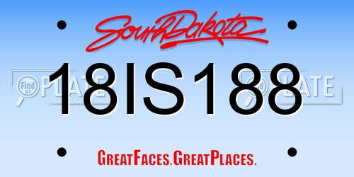 18IS188 South Dakota License Plate