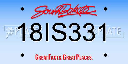 18IS331 South Dakota License Plate