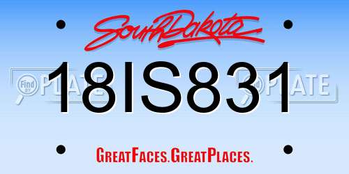 18IS831 South Dakota License Plate