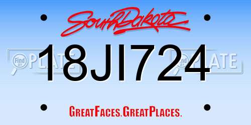 18JI724 South Dakota License Plate