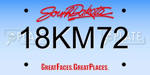 18KM72 South Dakota License Plate