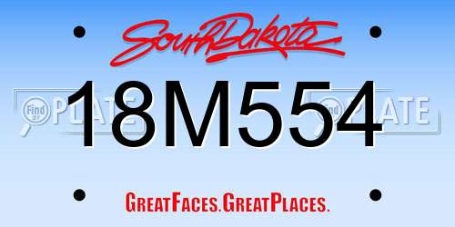 18M554 South Dakota License Plate