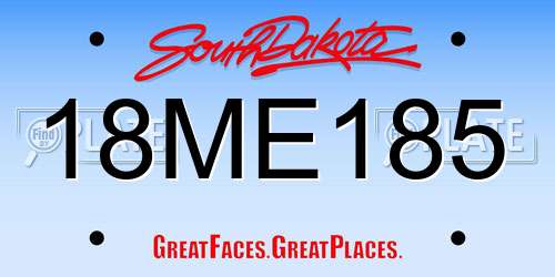 18ME185 South Dakota License Plate