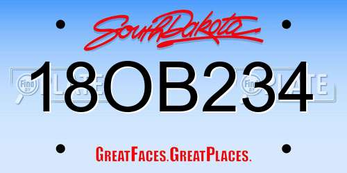 18OB234 South Dakota License Plate
