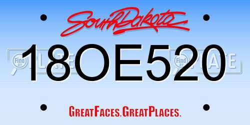 18OE520 South Dakota License Plate