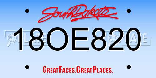 18OE820 South Dakota License Plate