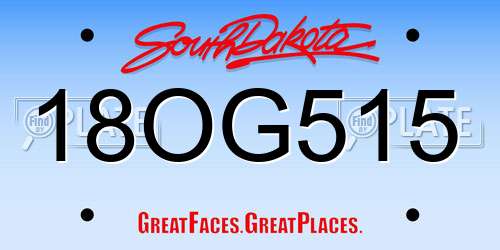 18OG515 South Dakota License Plate