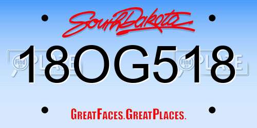 18OG518 South Dakota License Plate