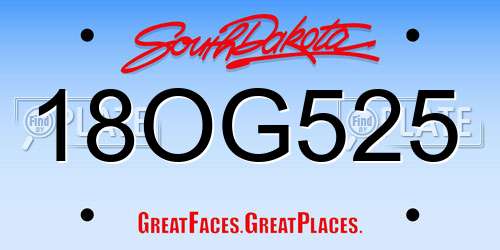18OG525 South Dakota License Plate