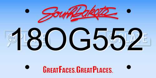 18OG552 South Dakota License Plate
