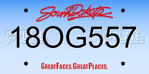 18OG557 South Dakota License Plate