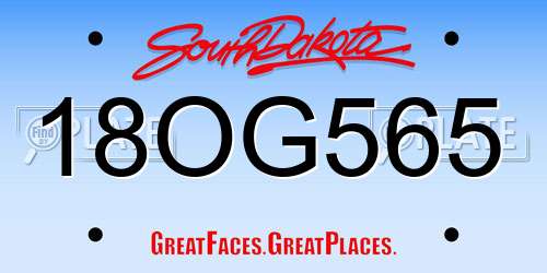 18OG565 South Dakota License Plate