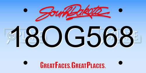 18OG568 South Dakota License Plate