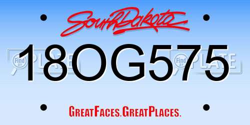18OG575 South Dakota License Plate