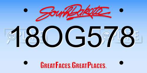 18OG578 South Dakota License Plate