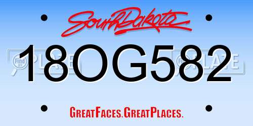 18OG582 South Dakota License Plate