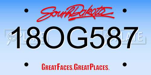 18OG587 South Dakota License Plate