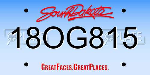 18OG815 South Dakota License Plate
