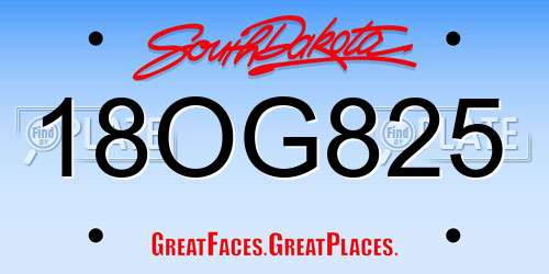 18OG825 South Dakota License Plate