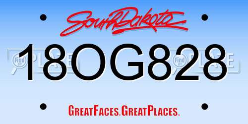 18OG828 South Dakota License Plate