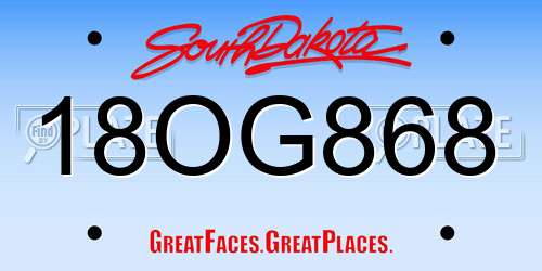 18OG868 South Dakota License Plate