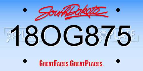 18OG875 South Dakota License Plate