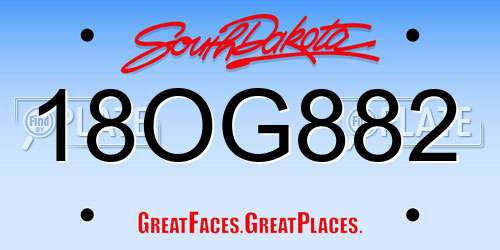 18OG882 South Dakota License Plate