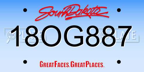 18OG887 South Dakota License Plate