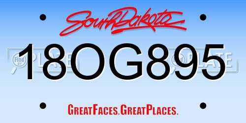 18OG895 South Dakota License Plate