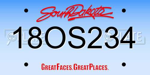 18OS234 South Dakota License Plate