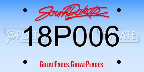 18P006 South Dakota License Plate