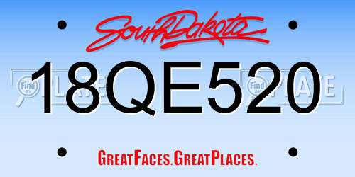 18QE520 South Dakota License Plate