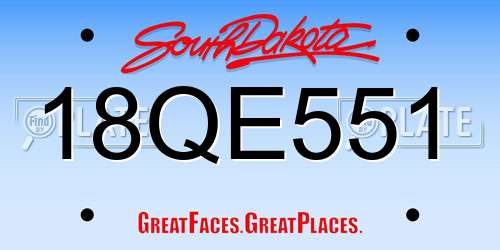 18QE551 South Dakota License Plate