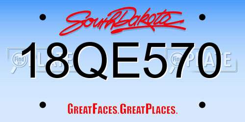 18QE570 South Dakota License Plate