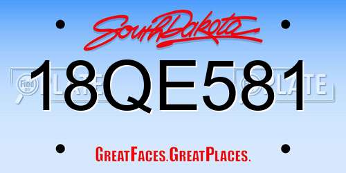 18QE581 South Dakota License Plate