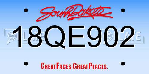 18QE902 South Dakota License Plate