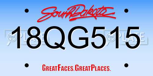 18QG515 South Dakota License Plate