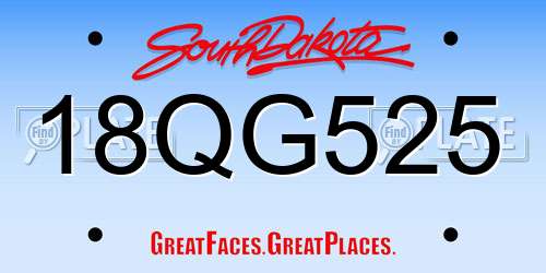 18QG525 South Dakota License Plate