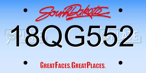 18QG552 South Dakota License Plate