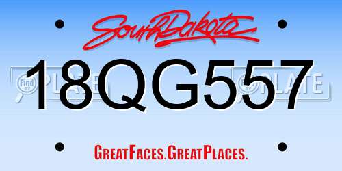 18QG557 South Dakota License Plate