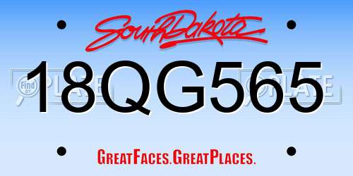 18QG565 South Dakota License Plate